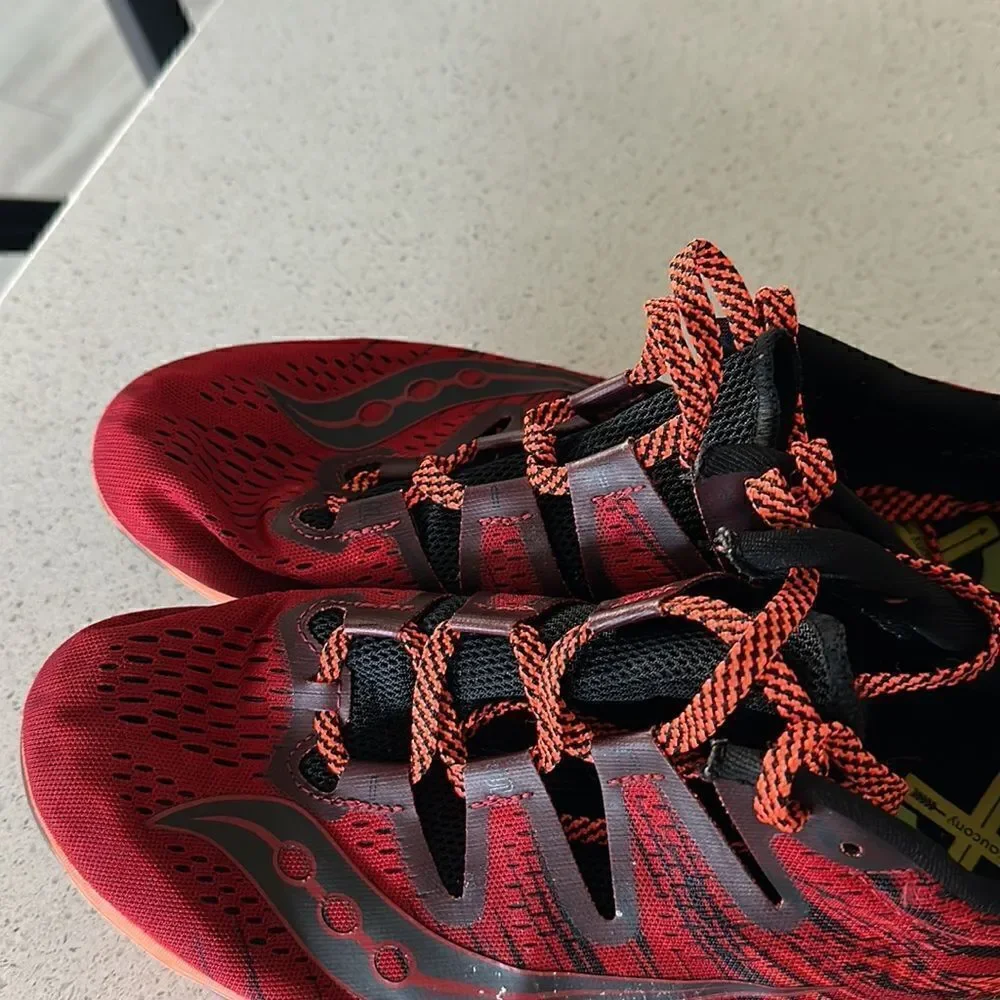 Saucony Men Cleats Carrera XC 3 Running Orange Red Black Track Spike 9 1/2 Shoe